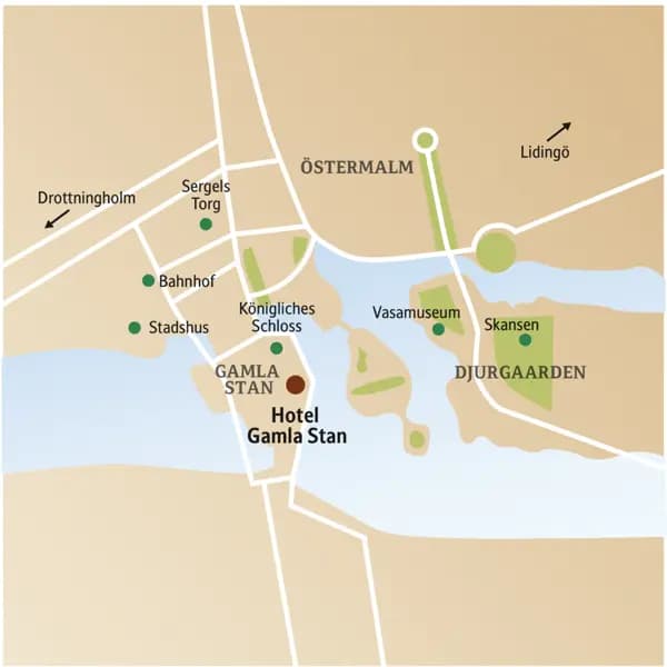 Die Basis dieser CityLights-Städtereise mit Studiosus liegt im Herzen der schwedischen Hauptstadt Stockholm, in Gamla Stan.